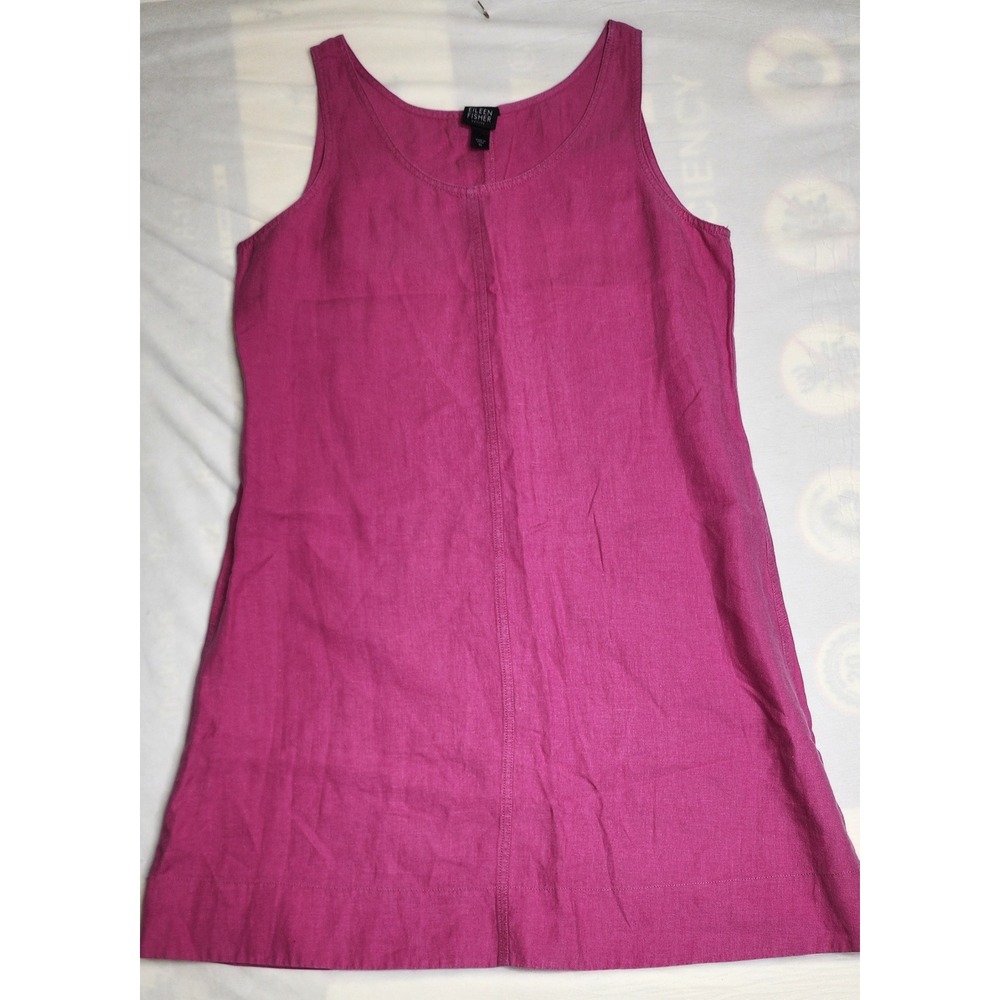 Eileen‎ Fisher Petite Large Pink Linen Sleeveless Casual Summer Heat Dress Beach